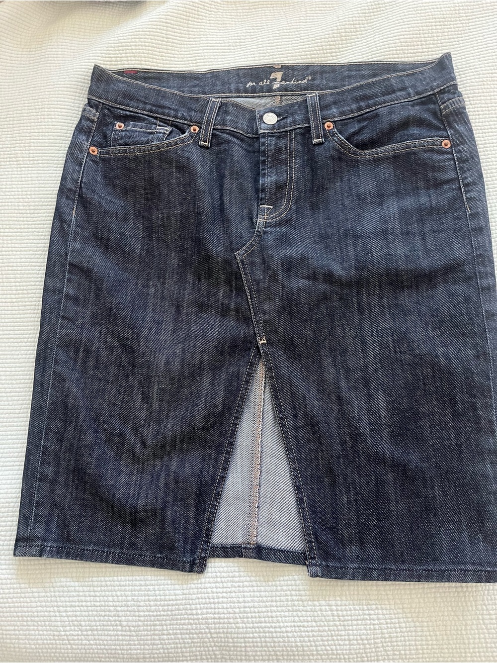Adorable stylish ⭐️Women’s Dark Denim Front-Slit Skirt (Seven for all Mankind)